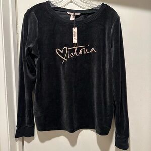 NWT Victoria's Secret Black Knit Top w Open Back Size Medium